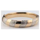 Sterling & 14K GF Spring Hinged Bangle Bracelet