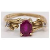 14K Gold Ruby & Diamond Ring
