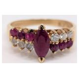 14K Yellow Gold Ruby & Diamond Ring