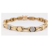 14K Gold Column Link Diamond Tennis Bracelet