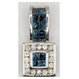 14K Gold Blue & White Diamond 1.24 ctw Pendant