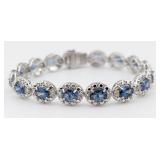 Sterling Oval Tanzanite 9.09 ctw & Diamond Bracele