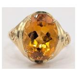 18K Gold Oval Citrine Ring