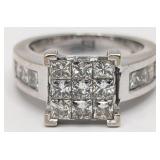10K Gold Diamond Square Ring