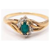 10K Gold Emerald & Diamond Ring