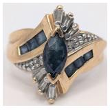 10K Gold Sapphire & Diamond Ring