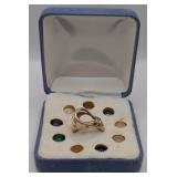 18K Gold Interchangeable Semi Precious Stones Ring
