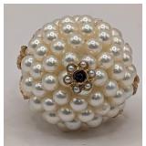 18K Gold Pearl and Sapphire Dome Ring