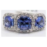 14K Gold 3.61 CTW Tanzanite & Diamond Ring
