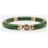 14K Gold Jade Bar Link Bracelet
