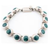 Vintage Taxco Sterling Malachite Link Bracelet