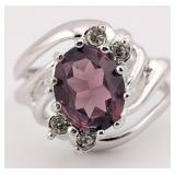 Vintage Sterling Purple Spinel & Sapphire Ring