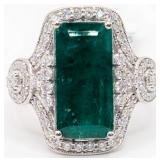 Platinum Oscar Friedman Emerald & Diamond Ring