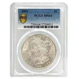 1891 U.S. Morgan Silver Dollar PCGS MS 64