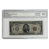 Series 1934 A United States WWII $5 Hawaii Emergen