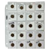 20 Piece 1862-1909 Mixed Date Indian Head Cents