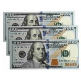 (3) Series 2009 A $100 Uncirculated Consecutive Nu