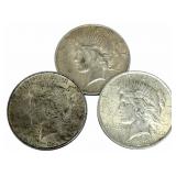 (3) 1923 United States Peace Silver Dollars