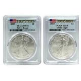 (2) 2025 American Silver Eagles PCGS MS 70 First S