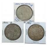 1921, 1921-D & 1921-S United States Morgan Silver