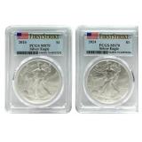 (2) 2024 American Silver Eagles PCGS MS 70 First S
