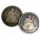1843-O & 1844-O United States Seated Liberty Quart