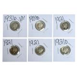 (3) 1921, 1921-D, & (2) 1931-D Key Date U.S. Silve