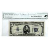 Series Of 1934-B United States $5 Silver Certifica