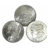 (3) 1884-O United States Morgan Silver Dollars