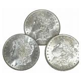 (3) 1884-O United States Morgan Silver Dollars