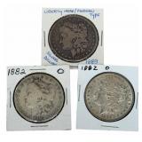 (3) 1882-O United States Morgan Silver Dollars