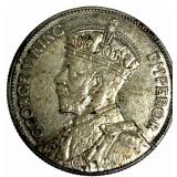 1935 New Zealand One Florin Silver Coin