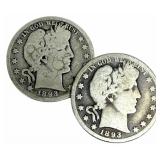 1893-S & 1893-O United States Barber Silver Half D