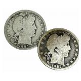 Key Date 1897-S & 1897-O United States Barber Silv