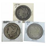 (2) 1889-O & (1) 1890-O United States Morgan Silve