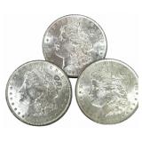 (3) 1884-O United States Morgan Silver Dollars