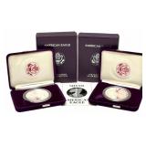 (2) 1987-S American Silver Eagle Proof Coins