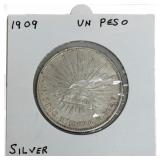 1909-Mo GV Mexico Second Republic One Peso Silver