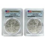 (2) 2023-W American Silver Eagles PCGS MS 70 First