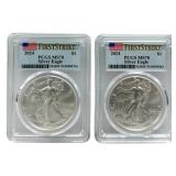 (2) 2024 American Silver Eagles PCGS MS 70 First S