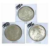 (3) 1885-O United States Morgan Silver Dollars