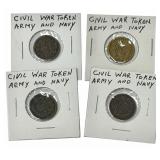 Lot Of Four Mixed Civil War Tokens