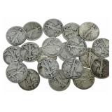 $10 Face Value Of Mixed Date 90% Silver Walking Li