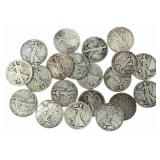 $10 Face Value Of Mixed Date 90% Silver Walking Li