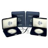(2) 2005-W American Silver Eagle Proof Coins