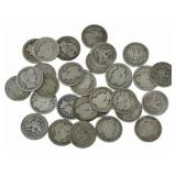 $7.75 Face Value Of Mixed Date 90% Silver Barber Q