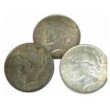 (3) 1922 United States Peace Silver Dollars