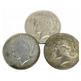 (3) 1934-D United States Peace Silver Dollars