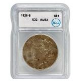 1926-S United States Peace Silver Dollar ICG AU 53