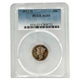 Key Date 1921-D United States Mercury Dime PCGS AG